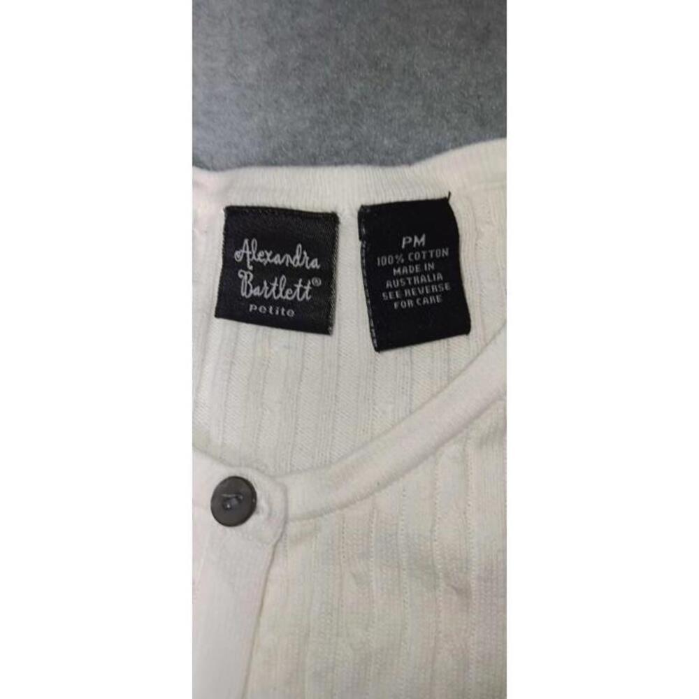 Alexandra Barlett Button Up Cardigan Womens Size PM Whita Nd Black Ribbed... - Picture 2 of 10